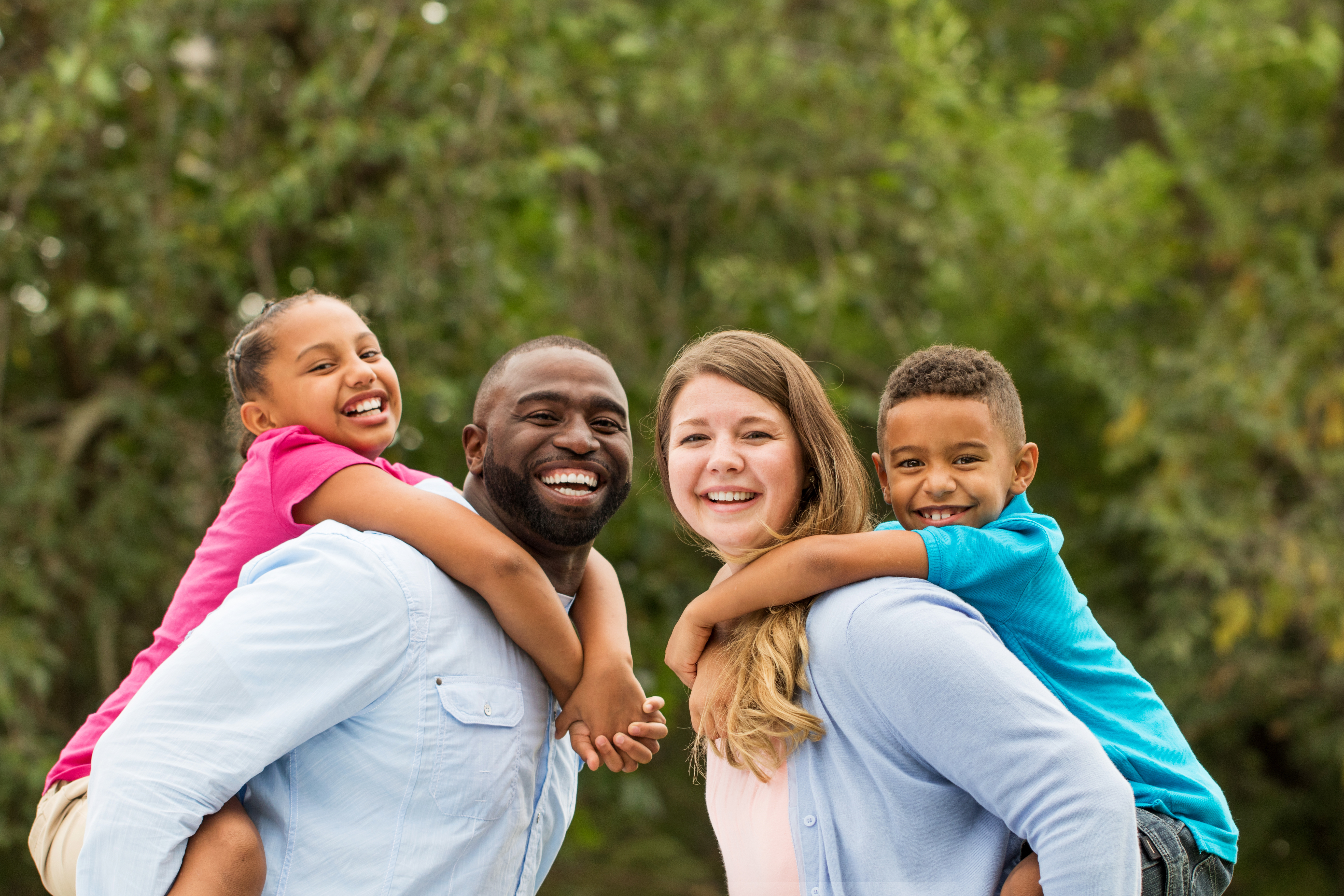 Diverse Couple With Kids