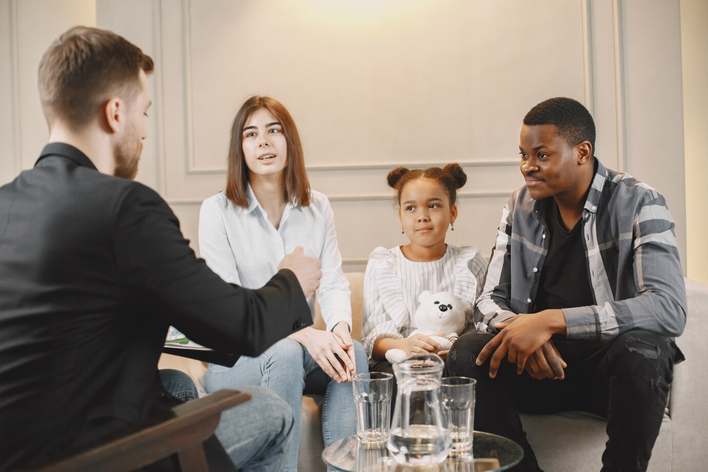 Family counseling session at home